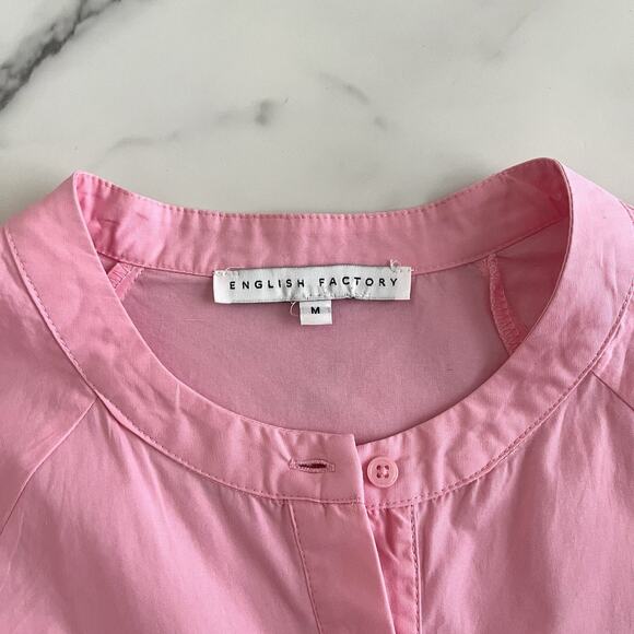 English Factory short puff sleeve Tiered midi Sundress pink Sz Small Balletcore - Picture 3 of 11